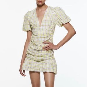Zara Checkered Draped Dress Size Small